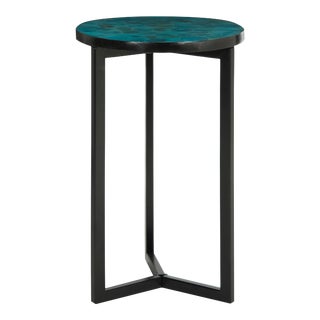 Round End Table in Turquoise For Sale