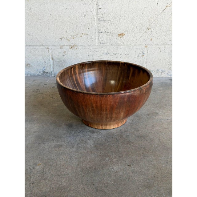 Vintage 1960s Mid-Century Modern large studio ceramic bowl features a deeply expressive, organic aesthetic. The vessel...