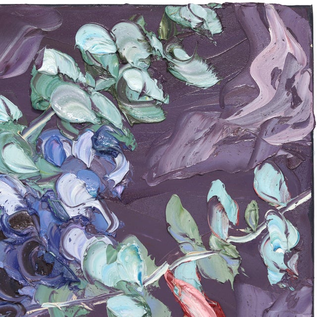 2010s Flowers on Tuesday - Abstract Botanical Textured Still Life Thick Oil Painting by Sally West For Sale - Image 5 of 9