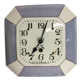 Vintage Delft Eight Day Clock Newark Clock Co. For Sale