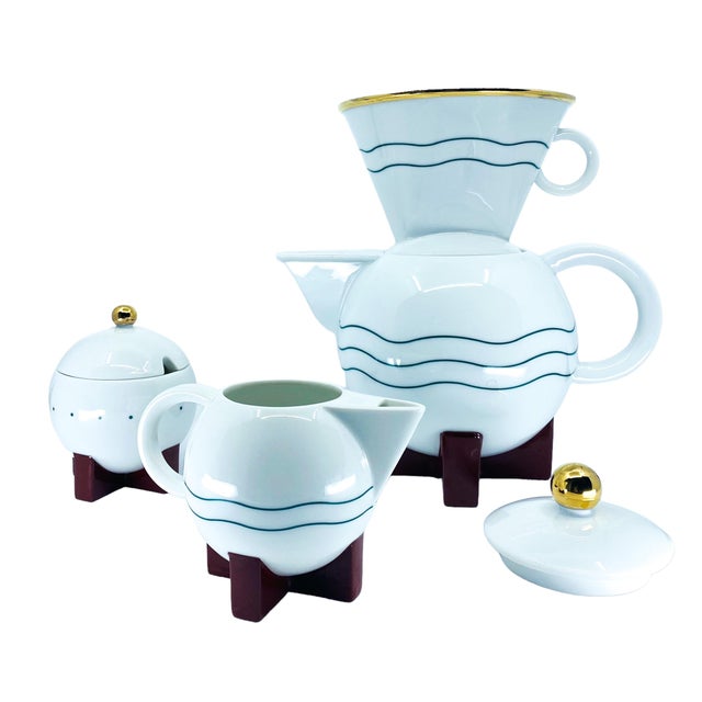 White 1980s Michael Graves for Swid Powell, Little Dripper Coffee Set- 4 Pieces For Sale - Image 8 of 8