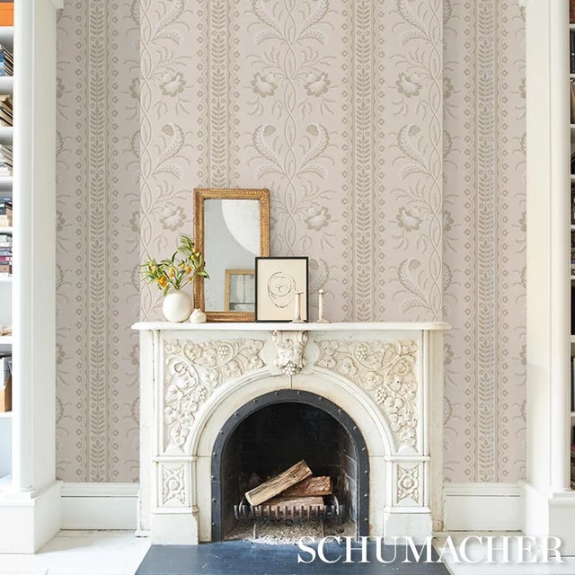 SAMPLE - Schumacher Bell Flowers Wallpaper In Neutral For Sale In New York - Image 6 of 6