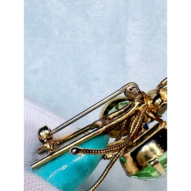 Blue Attributed Schreiner Mid Century Insect Brooch Reverse Set Rhinestones Fly Bug For Sale - Image 8 of 14