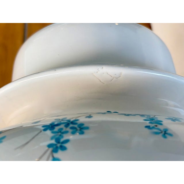 Mid 20th Century Light Blue Floral Chinoiserie Ginger Jar Lamp For Sale - Image 12 of 16