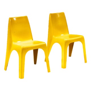 1960s Marbon Cycolac Yellow Molded Plastic Chairs For Sale