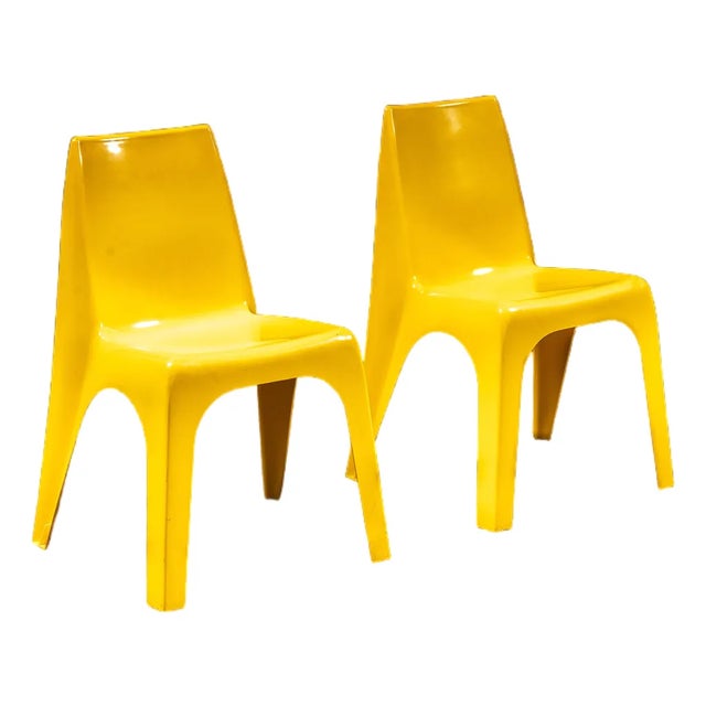 1960s Marbon Cycolac Yellow Molded Plastic Chairs For Sale