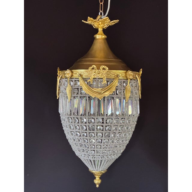 1980 French Louis XVI Gold Bronze Crystal Lantern - 1 Pc For Sale - Image 15 of 15