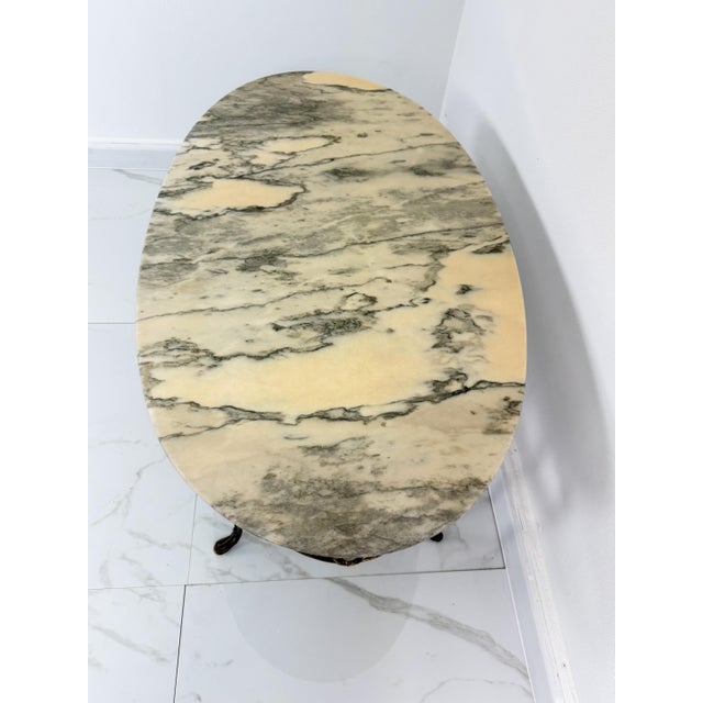 Oval Coffee Table in Brass and Marble, Italy, 1950s For Sale - Image 6 of 12
