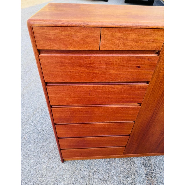 Vintage 1970s Danish Teak Highboy Dresser Armoire Chest Wardrobe Elegant and highly functional, this vintage Danish teak...
