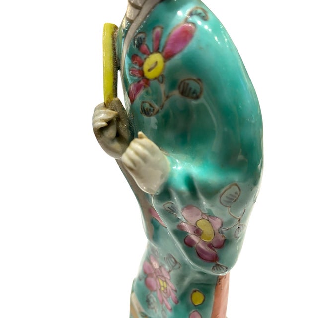 Chinese Famille Rose Taoist Immortal Han Xiangzi Figure 18th/19th C. For Sale - Image 12 of 17