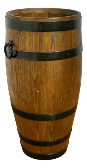 Large Golden Oak Iron Bound Barrel Stick Stand, 1950s