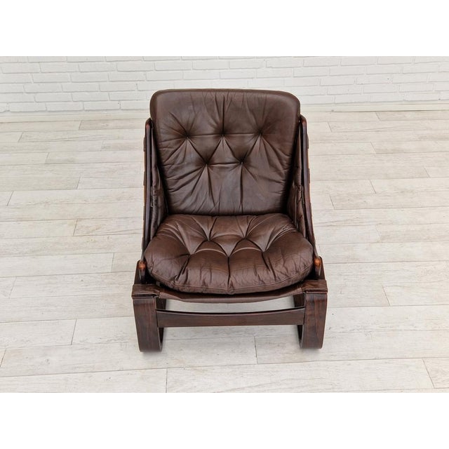 Brown Leather Lounge Chair by Ake Fribytter for Nelo Sweden, 1970s For Sale - Image 6 of 18