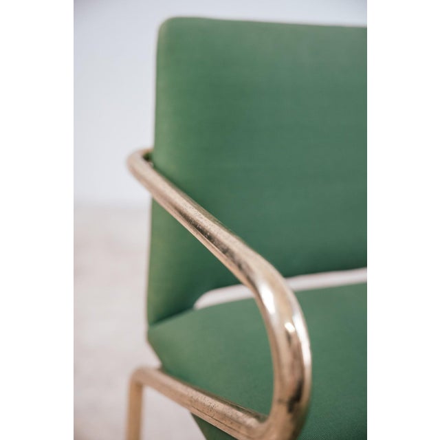 Hollywood Regency Chairs in Green Fabric and Gold Metal, 1970s, Set of 4 For Sale - Image 13 of 14