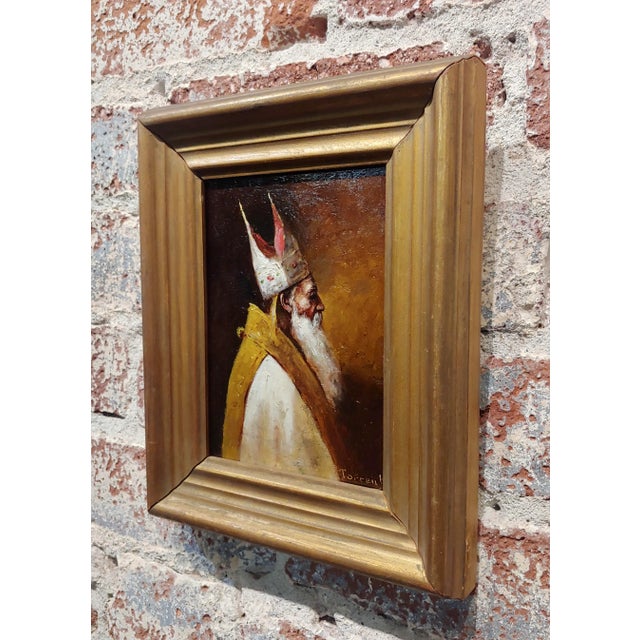 19th Century Stanislaus Torrents -Head of a Bishop -19th Century Oil Painting For Sale - Image 5 of 8
