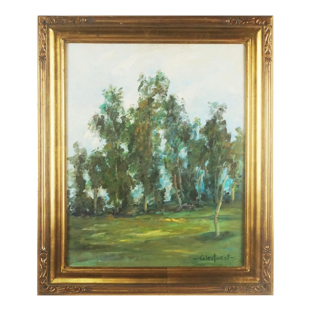 Mid Century California Landscape - Eucalyptus Grove in the Morning by Helen Enoch Gleiforst For Sale