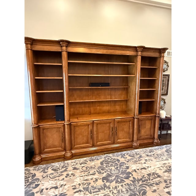 Brown Century Furniture Traditional European Style Pecan Wood Finish Entertainment Center For Sale - Image 8 of 12