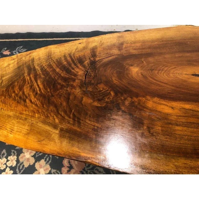 1970s Mid Century Trunk Wood Ree Edge Cocktail Coffee Table Bench For Sale - Image 4 of 14
