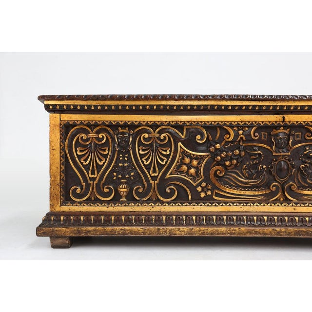Venetian Carved and Polychroom Oak Chest For Sale - Image 4 of 18