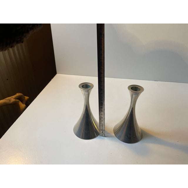 Vintage Pewter Candlesticks by Arne Eskers for Just Andersen, 1950s, Set of 2 For Sale - Image 4 of 8