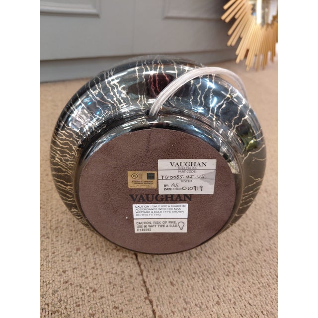 An authentic Vaughan Messina table lamp handcrafted in England, featuring a striking silvered glass finish with dramatic...