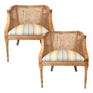 Frech Country Caned Accent Chairs For Sale