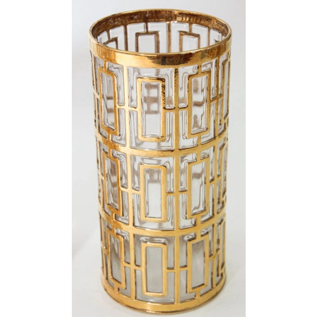 Vintage Imperial Glass Gold Shoji Long Glasses Set Regency Hollywood, 1960s. Rare collectible Imperial Shoji gold drinking...