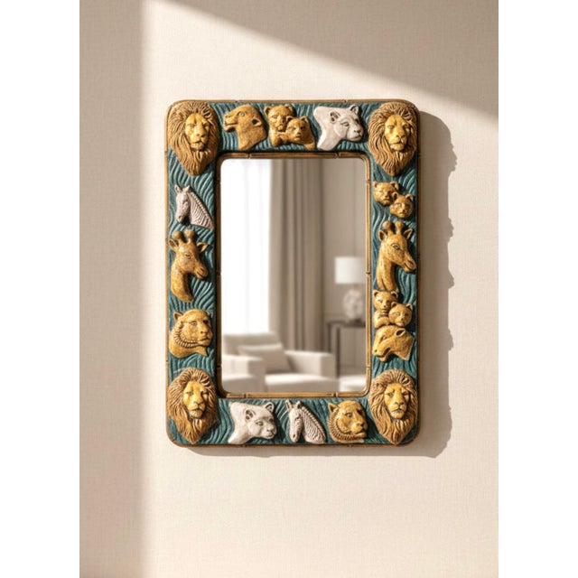 Haeger 1970s Haeger Wild Animals Wall Mirror by C. Glenn Richardson For Sale - Image 4 of 4