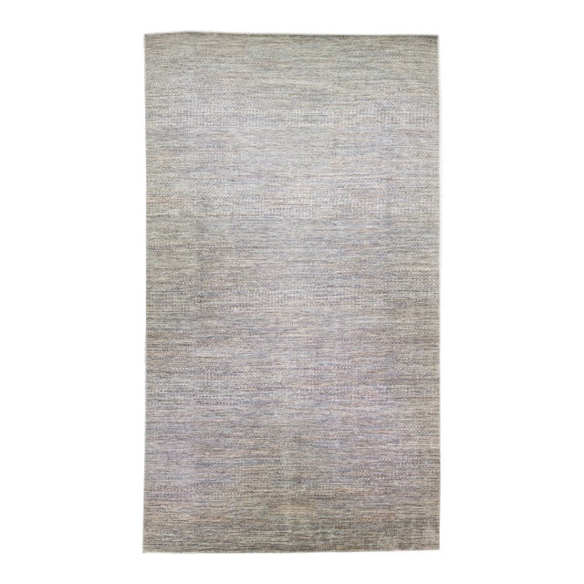 Gray Modern Savannah Handmade Geometric Oversize Wool Rug For Sale