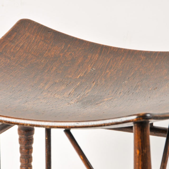 Vintage Egyptian Revival Turned Wood Low Stool For Sale - Image 12 of 12
