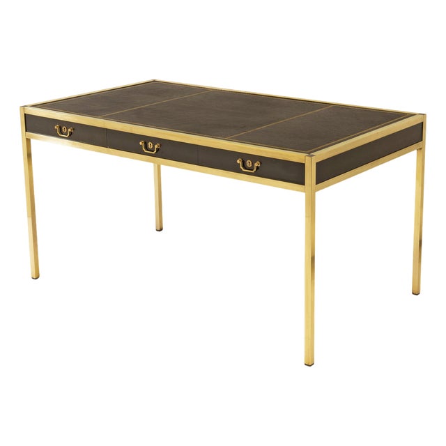 Mid-Century Brass & Leather Desk in the style of Maison Jansen, 1950s For Sale