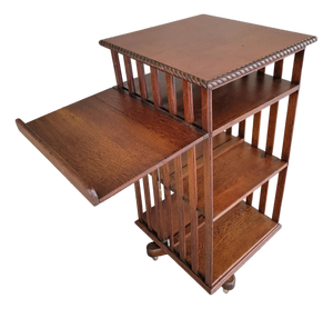 Arts & Crafts / Mission Oak Revolving Bookcase With Adjustable Book Display