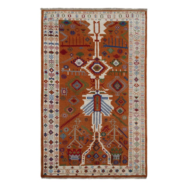 Orange 2010s Rug & Kilim’s Oushak Style Rug in Orange and White With Geometric Patterns For Sale - Image 8 of 8