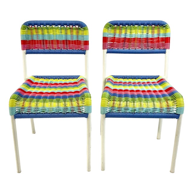 1990s Vintage Boho Chic Coastal Child Size Patio Chairs - A Pair For Sale
