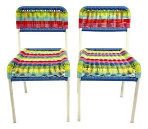 1990s Vintage Boho Chic Coastal Child Size Patio Chairs - A Pair