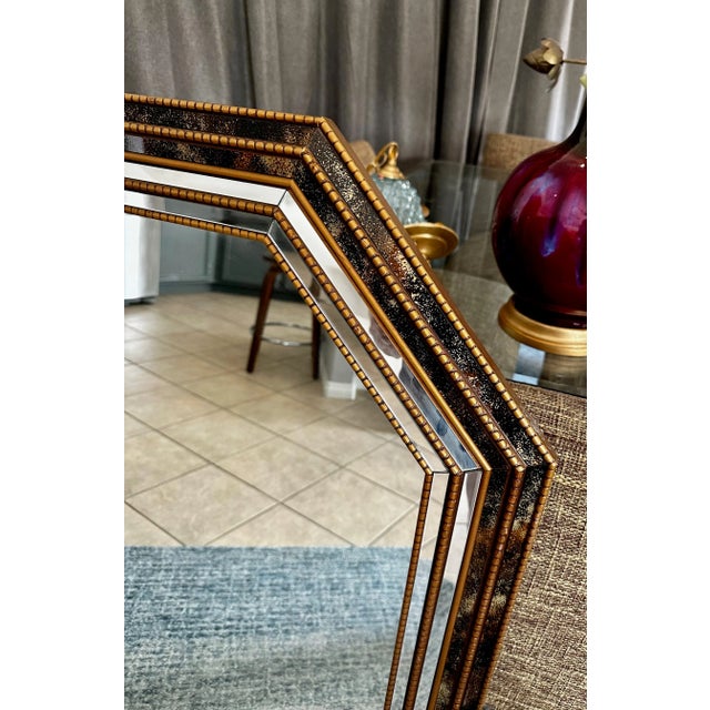 Gold Venetian Hexagon Giltwood Gold Vain Wall Mirror For Sale - Image 8 of 11