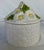 1970s Round Basket Weave White Ceramic Jewelry Box With Dimensional Daisies on Lid For Sale - Image 4 of 12