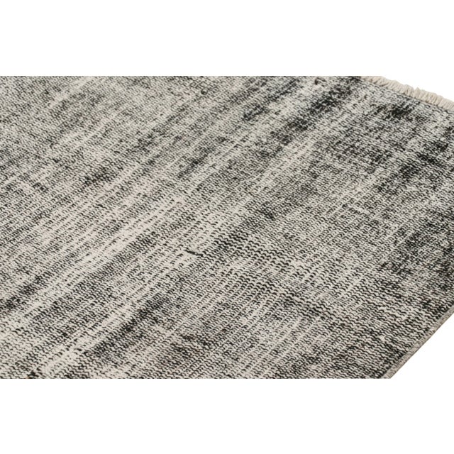 Vintage Turkish Rug in Black and White Distressed Pattern, From Rug & Kilim For Sale In New York - Image 6 of 7