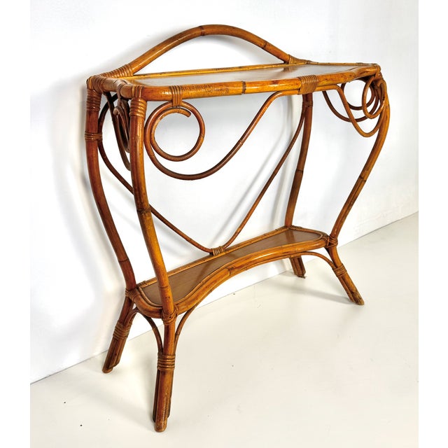 Mid-Century Bamboo and Rattan Entry Console, Italy, 1970s For Sale - Image 4 of 6