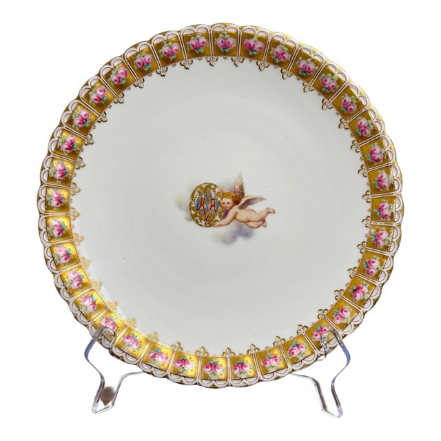 Antique Victorian Worcester Porcelain Cherub Putti Cabinet Plate, Phillips London For Sale