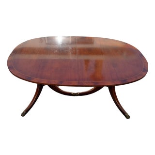 Vintage Duncan Phyfe Style Mahogany Double Pedestal Dining Table - Model 4903 For Sale