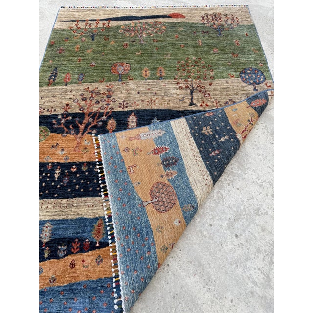 Green Persian Style Gabbeh Rug, 03'08 X 04'11 For Sale - Image 11 of 12