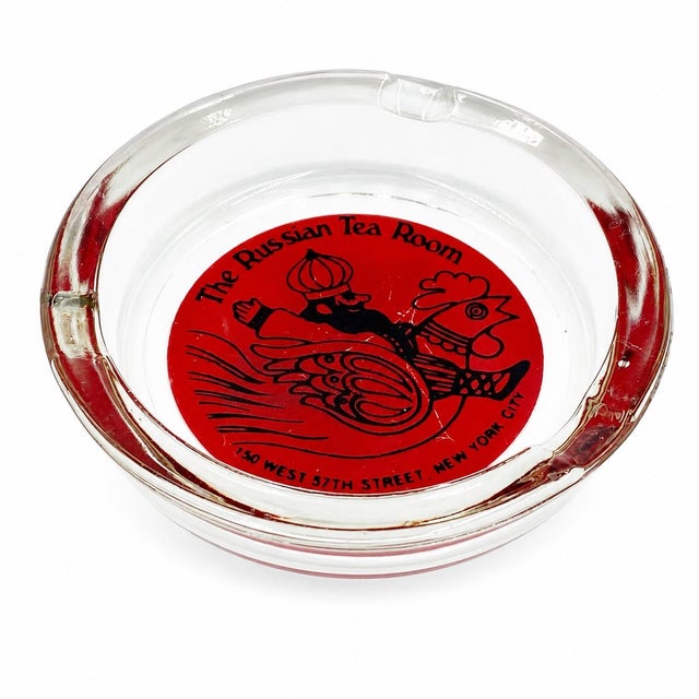 Transparent Vintage Russian Tea Room Nyc Restaurant Glass Ashtray New York City For Sale - Image 8 of 10
