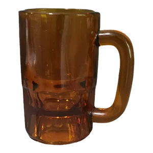 Vintage Amber Color Heavy Glass Beer Mug Tankard