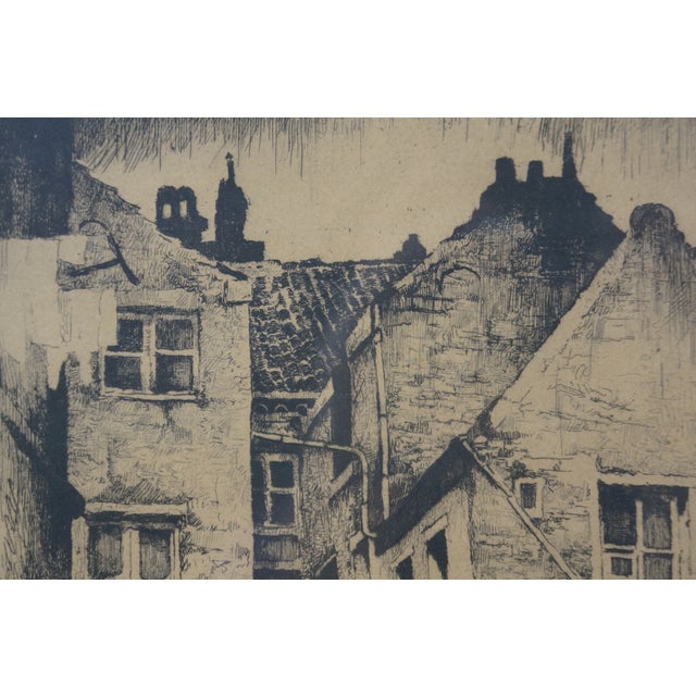 Antique Belgian Kurt Peiser La Cour Rue Du Faucon Falcon Street Etching 17" For Sale - Image 10 of 11