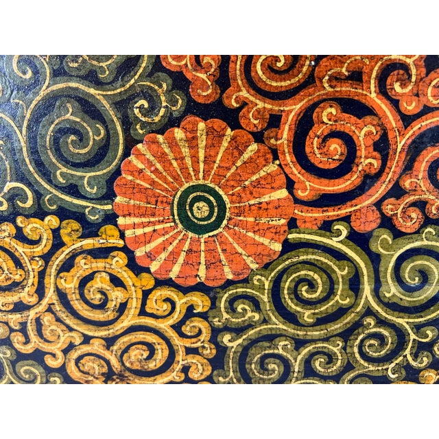 Early 21st Century Colorful Painted Tibetan Design Tray For Sale - Image 9 of 11