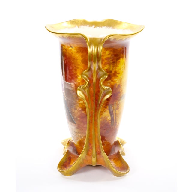 French Antique Royal Bonn German Porcelain Hand-Painted & Gilt Figural Decorative Vases For Sale - Image 3 of 12