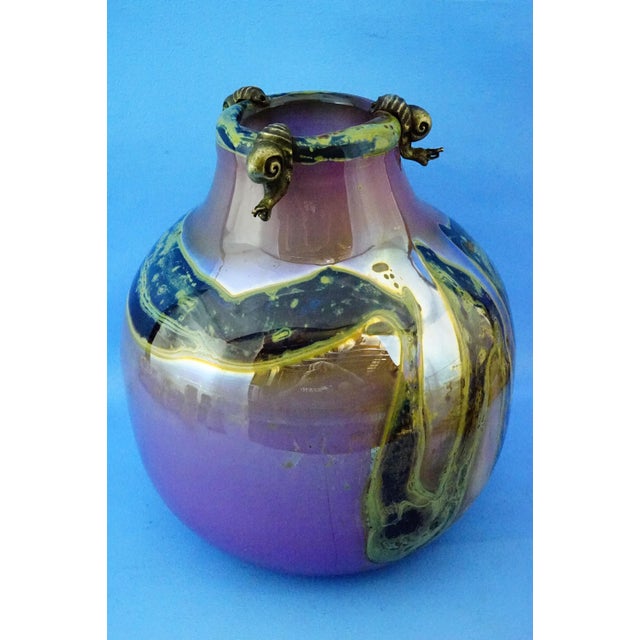 20th Century Studio Glass Vase with Silver Metal Snail by Samuel J Herman for Val Saint Lambert, 1970s For Sale - Image 10 of 18