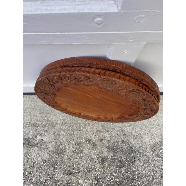 1970s Pair of Carved Indian Side Tables For Sale - Image 5 of 8