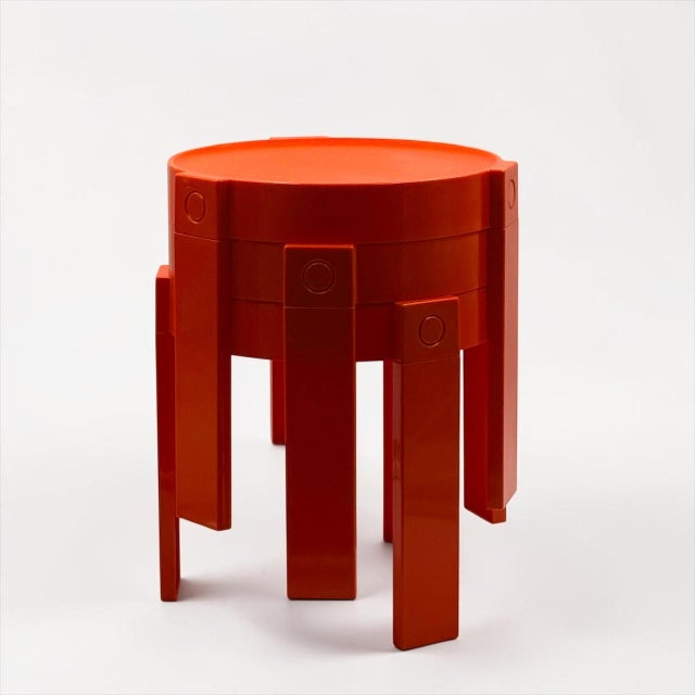 Orange Orange Plastic Nesting Tables by Prisunic, Holland, 1970s, Set of 3 For Sale - Image 8 of 13