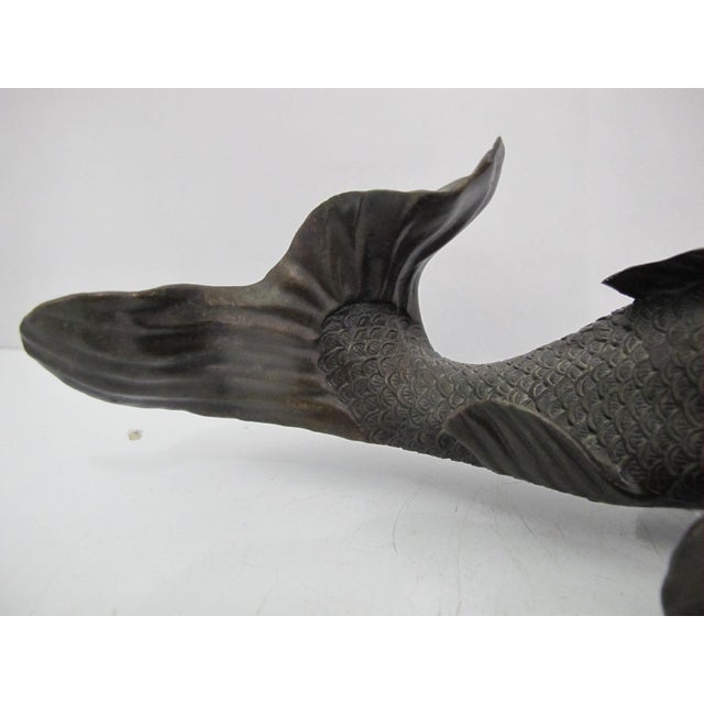 Japanese Okimono Carp Koi Fish Bronze Meiji Sculpture For Sale - Image 11 of 13